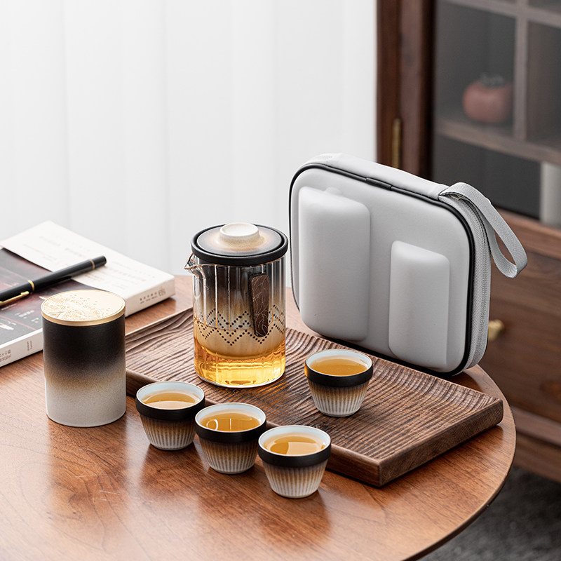 Simple Travel Ceramic Quick Cup Tea Set Kung Fu Teapot Equipment Gift Anti-scald One Pot Four Cups Tea Canister