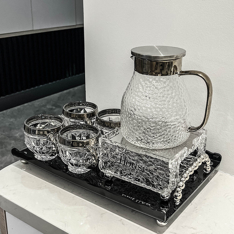 Glass teapot tea cup light lavish and simple heat-resistant lower afternoon tea tea set with flower teapot set of flowers and tea set-Taobao