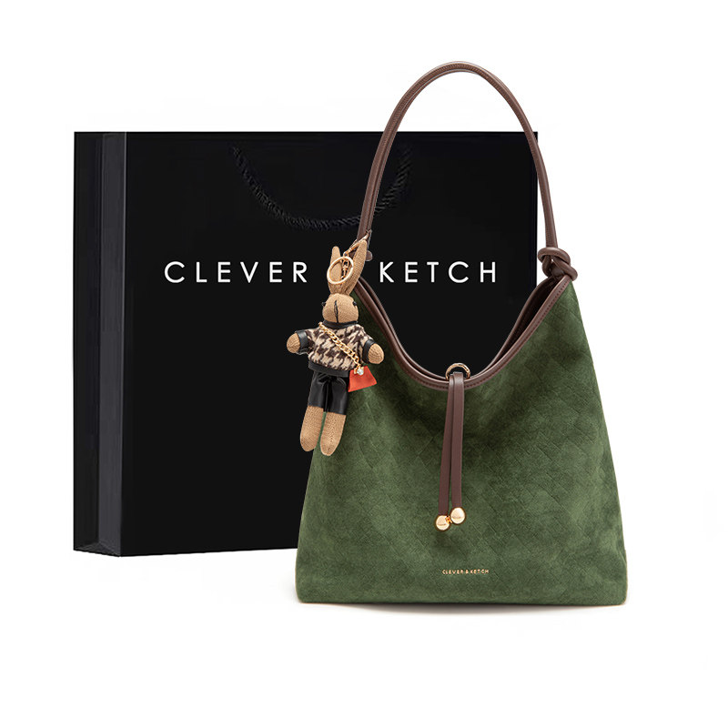 Clever&Ketch Versatile Retro Underarm Bag For Women 2024 New Fashion Commuter Bucket Bag Casual Shoulder Bag