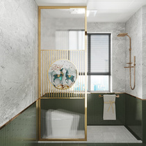 Light Extravagant Dry Wet Separation Screen Long Iridescent Glass Partition Modern Living Room Entrance Partition Decoration Toilet Shelter