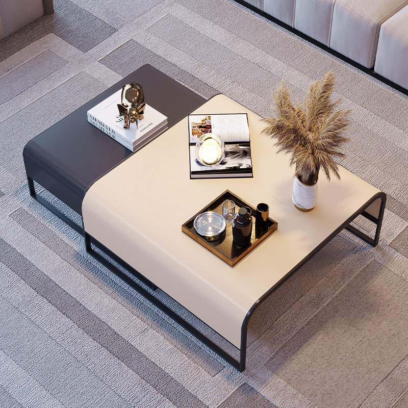 Light Extravagant Minimalist Tea Table table Living room Home Small family style minimalist modern creative leather face iron art design Fancy Tea Table