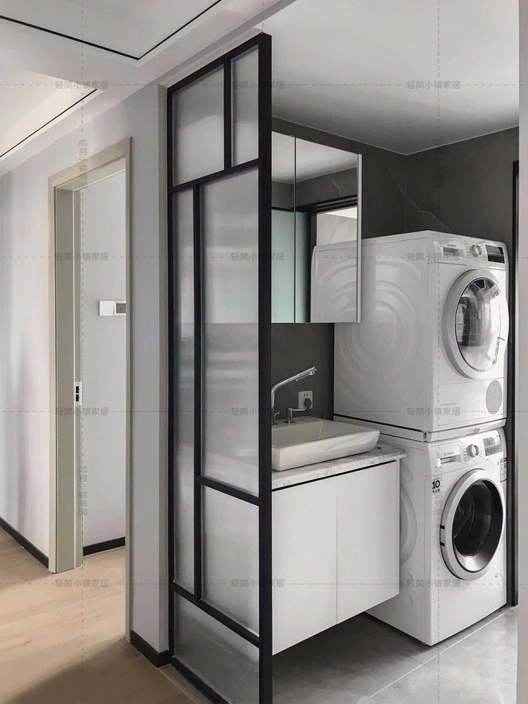 Nordic Stainless Steel Screen Bedroom Shelter Shelter Metal Dry Area Glass Partition Light Lavish Living-room Genguan Brief Modern