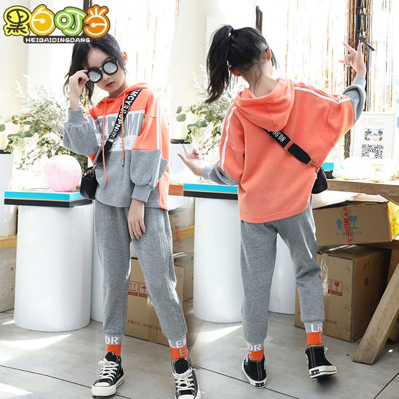 Girl Autumn Clothing Sports Suit 2021 New Yangpie Net Red Child Fashion CUHK Scout and Leisure Two-style