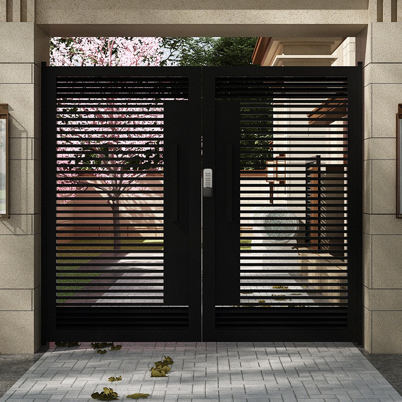 Villa door aluminum alloy double door home rural outdoor courtyard door stainless steel side-by-side electric door customization