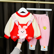Baby clothes spring and autumn suit split male and female baby pure cotton Western style spring 4 outer wear 3 two-piece suit tide 1 year old 2