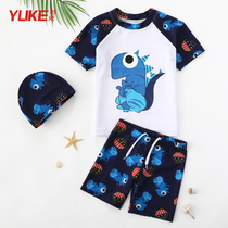 Childrens swimsuit male quick-drying middle school student beach sunscreen hot spring skin-friendly cartoon baby split swimsuit swimming trunks