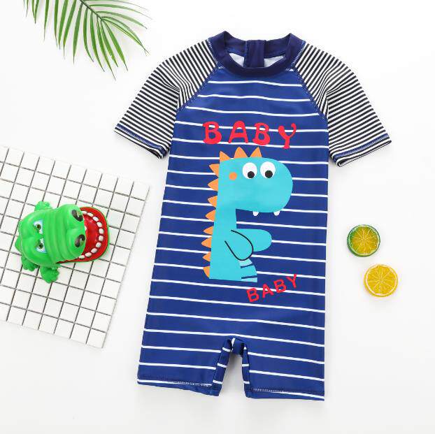 Children's swimsuit boy quick-dry middle-child baby boy cute cartoon dinosaur hot spring sunscreen one-piece swimming equipment