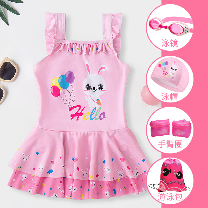 Child swimsuit woman CUHK Tong Yang Cute 2022 New Summer Princess Dress Conjoined Student Swim Suit