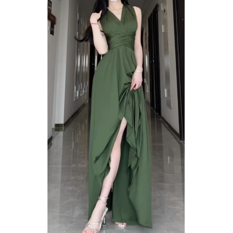 French Halter Neck Dress 2026 New Summer Women's Birthday Dress Sexy Backless Waist-Cinching Elegant Long Dress French Halter Neck Dress 2026 New Summer Women's Birthday Dress Sexy Backless Waist-Cinching Elegant Long Dress