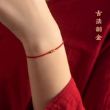 Оберег на день рождения ручной работы, золотой браслет из красной нити, браслет с одной бусиной для влюбленных, браслет на ногу, подарок на день рождения