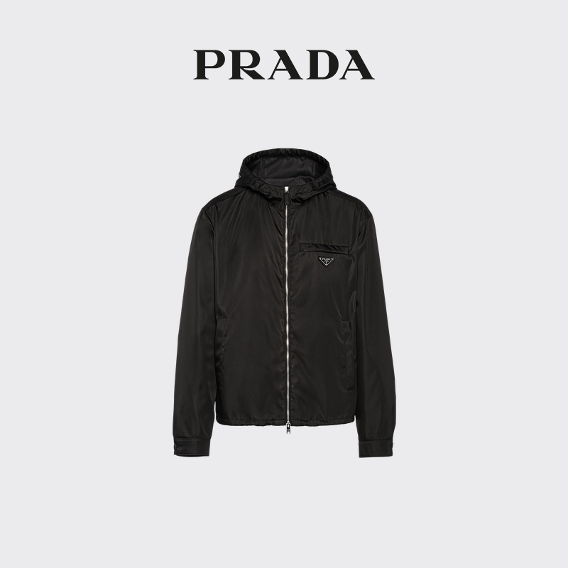Prada Men's Re-Nylon Recycled Nylon Hooded Jacket