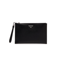 Prada Mens Saffiano cowhide leather clutch with logo