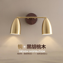 Spring in the view of Wood] living room background wall wall lamp simple modern light luxury Nordic all copper creative bedroom bedside lamp