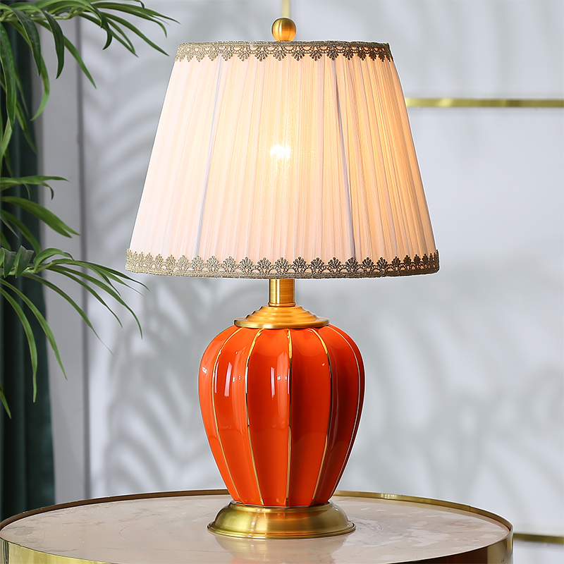 American table lamp light luxury 2021 new romantic bedroom bedside lamp home remote control voice control all copper ceramic table lamp