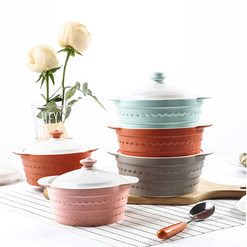 Japanese-style wavy side ceramic bowl cover bowl soup bowl soup bowl stew bowl steamed egg bowl with lid dessert bowl bird's nest bowl wing bowl