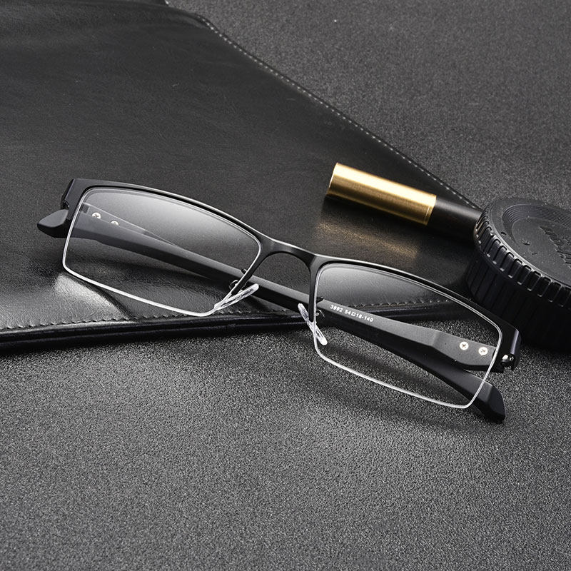 Myopic glasses men's color-changing anti-blue light can be equipped with degree half frame ultra-light glasses myopic men's full frame with degree