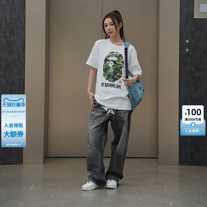Bape Men's Clothing 26Th Spring and Summer Camouflage Ape Print Short-Sleeved T-Shirt 005101Q