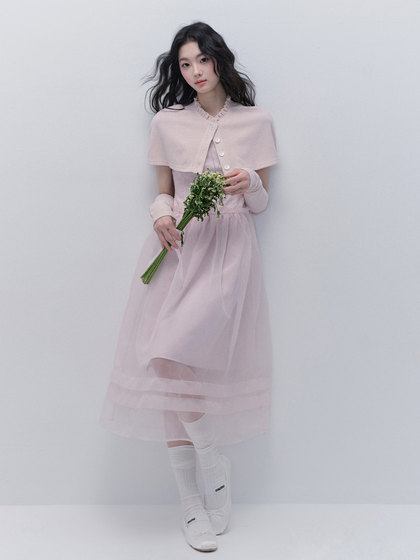 易碎商店 千金风斗篷网纱裙子背心裙度假风晚礼服连衣裙