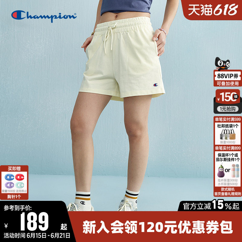 Champion Women's Shorts 2026 Summer New Embroidered Logo Pure Cotton Casual Pants Running Sports Pants