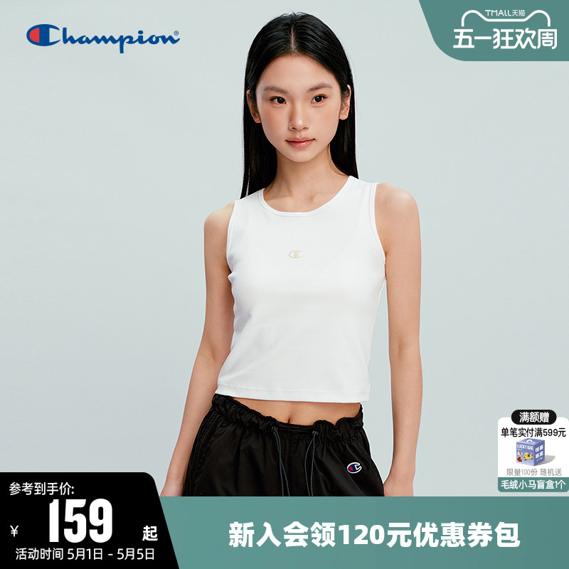 Champion Women's Tank Top 2026 Summer New Solid Color Slim Fit Breathable Casual Style Round Neck Sleeveless Top