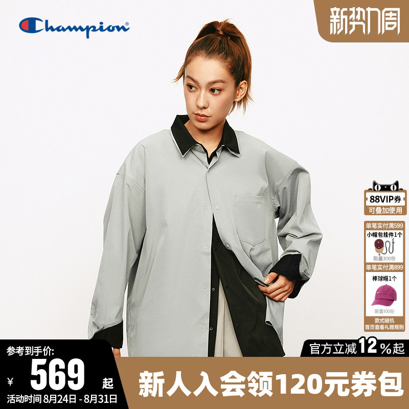 【Black Edition Series】Champion Champion Shirt Women's Autumn Long-Sleeve Top for Couples Men's Trendy