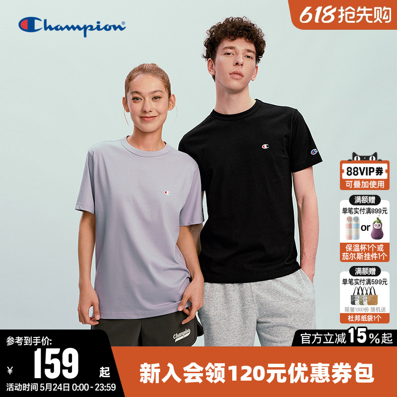 Champion T-Shirt for Women 2026 Summer New Couple Pure Cotton Classic Casual Round Neck Short-Sleeved Top for Men Champion T-Shirt for Women 2026 Summer New Couple Pure Cotton Classic Casual Round Neck Short-Sleeved Top for Men
