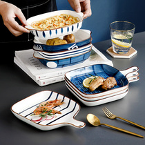 Day Style Baking Bacon Baking Pan Ceramic Plate Dish Home Oven Special Bowl dinner plate Baking Bowls dinnerware