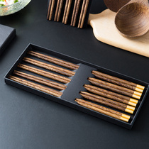 Japan-style Chicken Wings Wood Chopsticks Home Anti-Slip Mildew 10 Double Suit Solid Wood Chopsticks Natural Wood Chopsticks High Temperature Resistant Cutlery