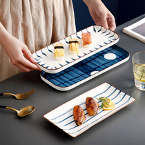 Vegetable dish Home Ceramic Sushi Pan Day Type Rectangular Dinner Plate Ins Wind Dumplings Disc Dish Creative Cutlery Fish Dish