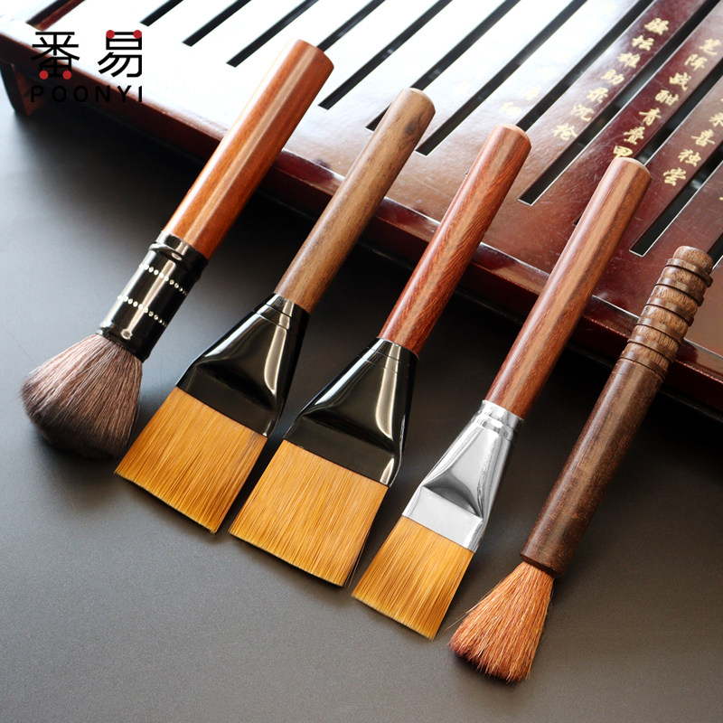 Black Sandalwood Wood Soft Brush Raising Pot Pen Kung Fu Tea Set Tea Track Zero Fit Sweeping Water Tea Tray Brush Clean Sweep Tea Pen Dropping