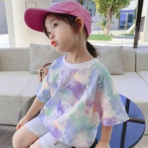 Innu 2022 new girl short sleeve t-shirt foreign air in the middle of a childs summer dress with a smile on a childs printed child