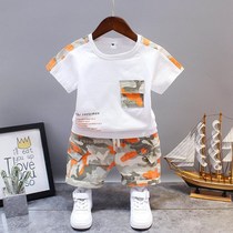 Nupi boy summer dress suit 2022 new toddler child clothing foreign air male baby Summer camouflak short sleeve shorts