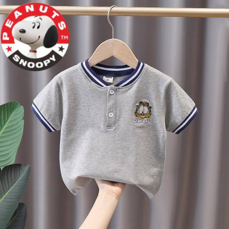 Shnubi boy short sleeve t-shirt summer 2022 new foreign-sent children half-sleeve polo shirt Summer in the middle of a child