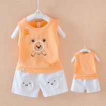 Innubi childrens baby pure cotton vest summer dress suit 2022 new summer boy girls foreign air sleeveless two