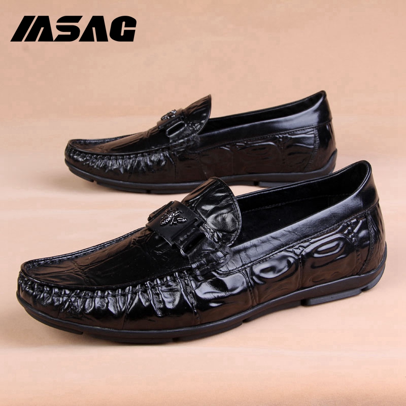 Crocodile pattern Doudou shoes men's leather British casual leather shoes business men's shoes lazy shoes sailing shoes slip-on trendy shoes
