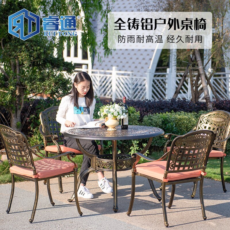 Outdoor cast aluminium table and chairs Combined courtyard Three-five pieces of open garden outdoor iron Art Home innate casual table and chairs
