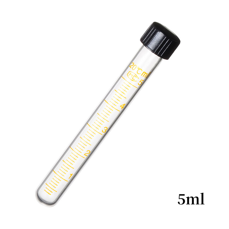 玻璃螺口试管圆底刻度带盖具塞试管高温样品管5/10/15/20/25/50ml