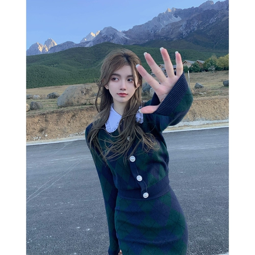 Платье-свитер, весеннее платье, комплект, подходит для подростков, изысканный стиль, в стиле Шанель