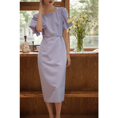 Летняя ретро приталенная длинная юбка, сиреневый корсет, платье, французский стиль, изысканный стиль