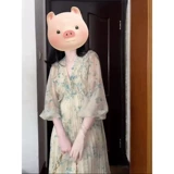 Длинная юбка, летнее платье, коллекция 2023, французский стиль, изысканный стиль, яркий броский стиль, в цветочек