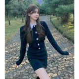 Платье-свитер, весеннее платье, комплект, подходит для подростков, изысканный стиль, в стиле Шанель