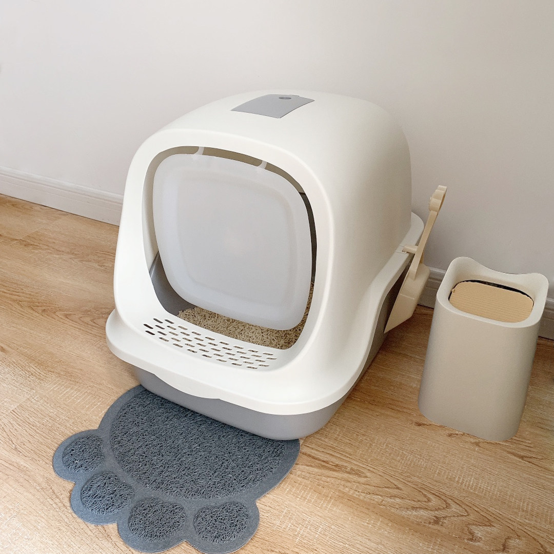 Fully enclosed cat litter box cat sand tray cat toilet deodorant cat basin poop deodorant large plate cat cat litter basin