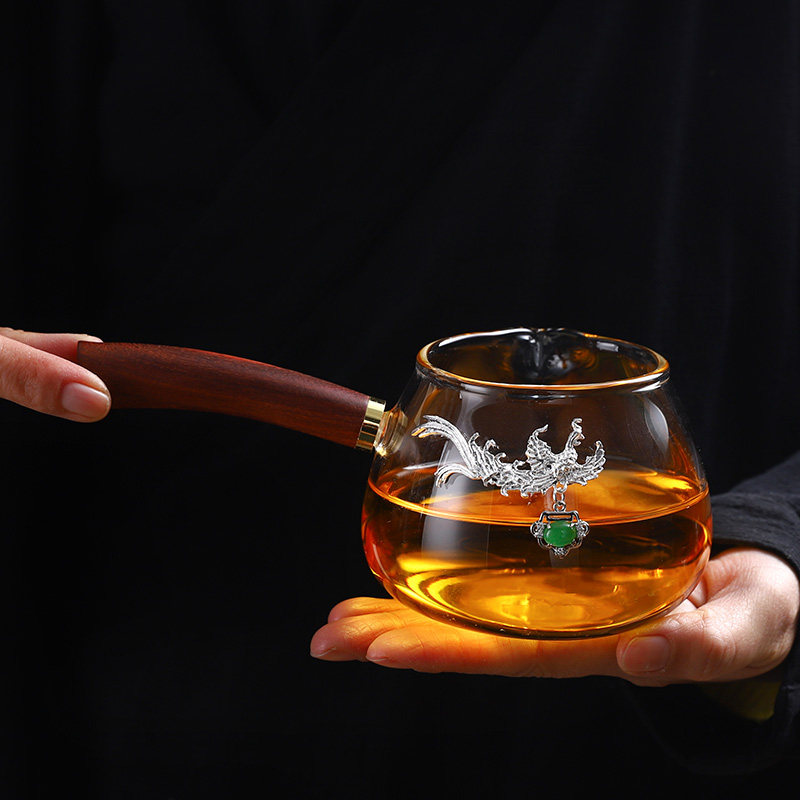 Anti-burn fair cup glass tea leakage integrated suit high temperature resistant thickened sub-tea machine side to insert the public cup with silver inverted tea machine