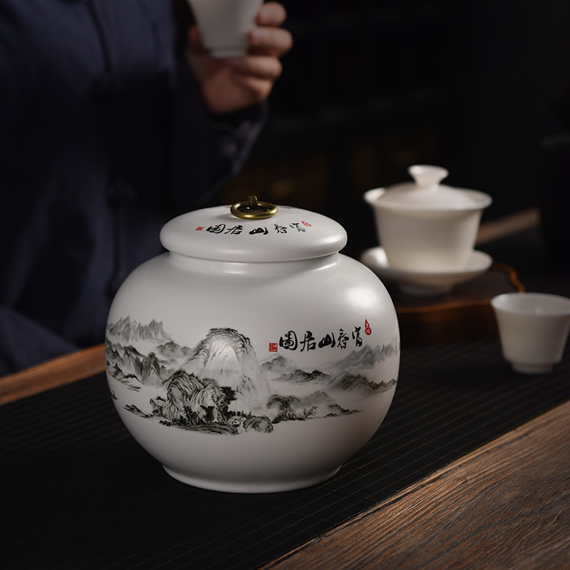 High-end tea leaf jars box clothes tea packaging box storage tank Fuchun Mountain residence Tutea leaf jars sealed ceramic jars
