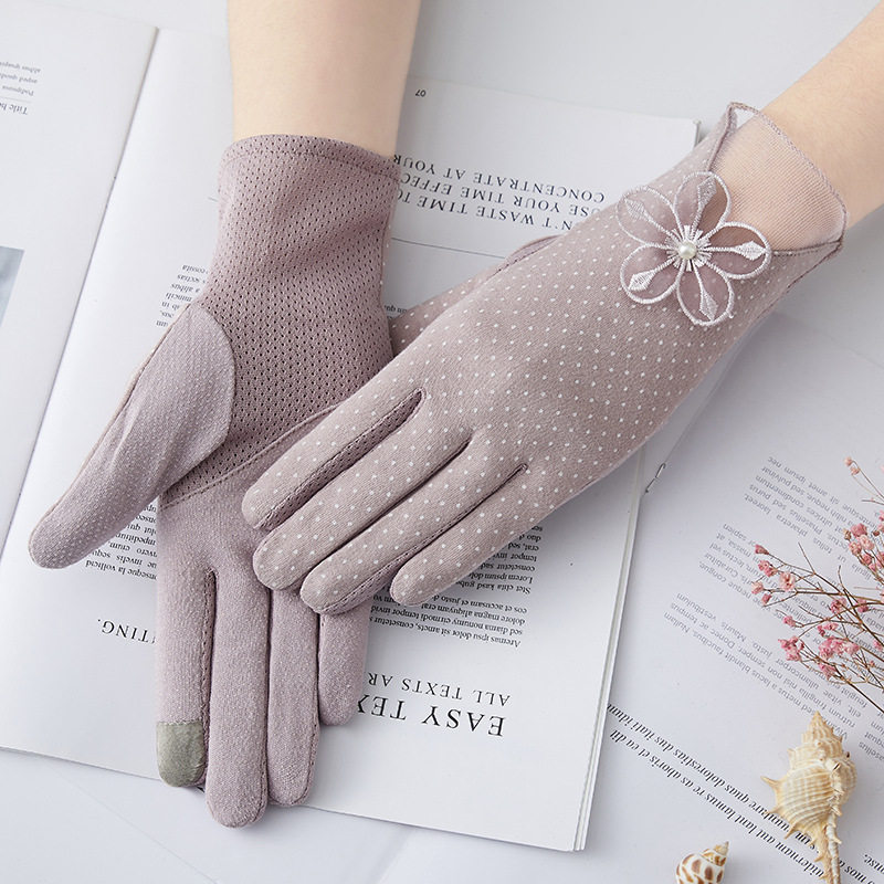 Sunscreen Gloves Women's Thin Spring and Autumn Cycling Summer Driving UV Touch Screen Breathable Non-slip Tea Picking Short