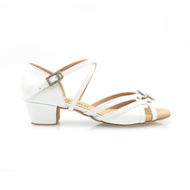 Suphini Latin dance shoes comfortable white easy-to-clean patent leather soft-soled childrens dance shoes beginner dance shoes