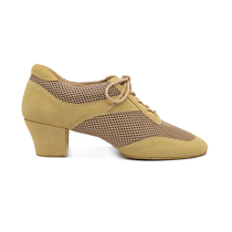 Suphini professional breathable gauze thick heel teacher shoes dance shoes lace-up soft sole practice competition Latin dance shoes