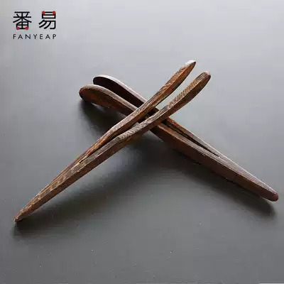 Gold coin exchange solid wood tea clip bamboo tweezers clip black sandalwood Tea Tea Tea Tea kung fu tea set
