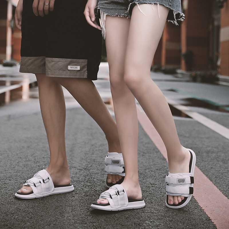 ins slippers couple section one man and one woman summer men's fashion outwear male and female cool towed white soft bottom for tug tide