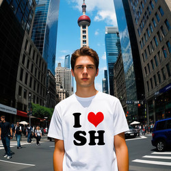 I Love Sh I Fell in Love with Sea T-Shirts for Men and Women Short-Sleeved Travel Commemorative Clothes Cultural Shirts Suitable for Foreigners